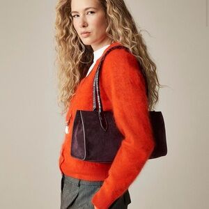 Berkeley structured shoulder bag in suede and croc-embossed leather